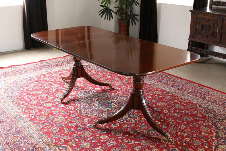 DT116 Rectangular Mahogany Double Pedestal Dining Table, Circa 1960