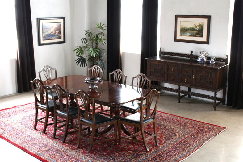 DT116 Rectangular Mahogany Double Pedestal Dining Table, Circa 1960