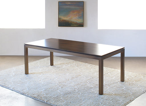 DT123 Mitchell Gold Parsons Dining Table in Vintage Brass with Sienna Finish