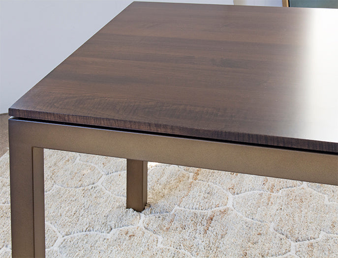 DT123 Mitchell Gold Parsons Dining Table in Vintage Brass with Sienna Finish
