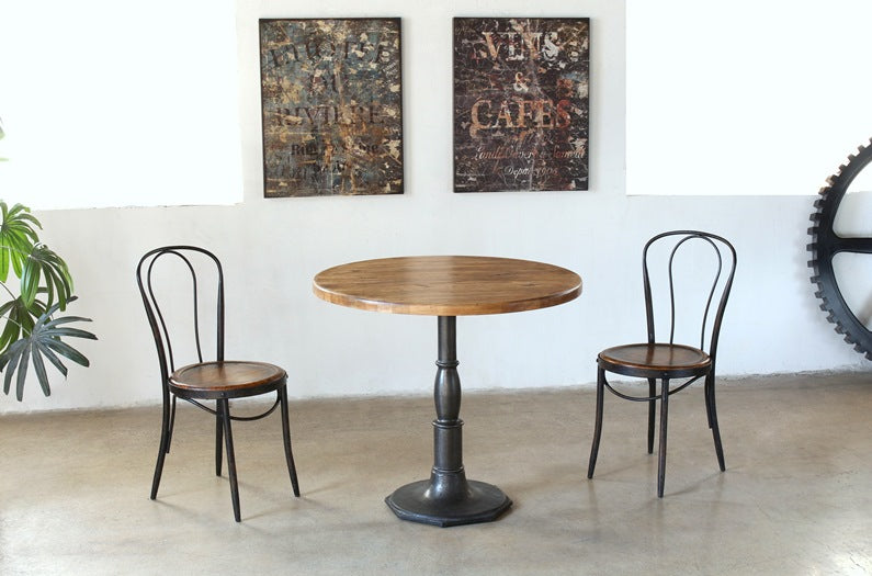 Cast Iron Bistro Table with Reclaimed Wood Top