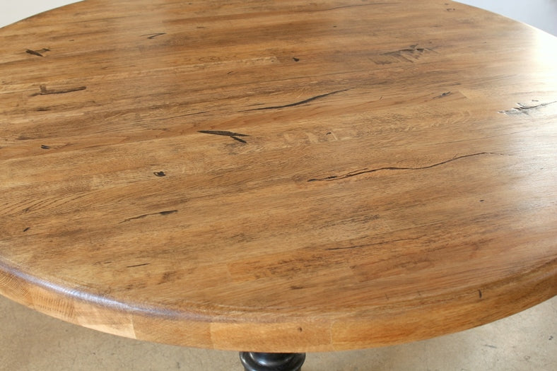 Cast Iron Bistro Table with Reclaimed Wood Top