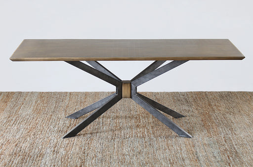 DT130 Industrial Iron and Brass Dining Table
