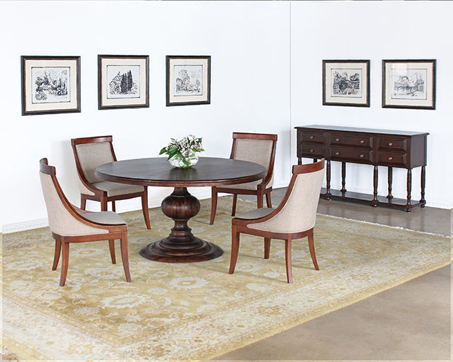 DT148 Magnolia Round Dining Table in Dark Oak