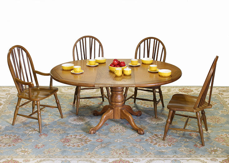 Oak Round Pedestal Base Table