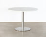 DT154 - Round White Cafe Table With Brushed Aluminum Base