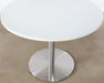 DT154 - Round White Cafe Table With Brushed Aluminum Base
