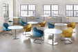 BT20 - Square White Top Bar Table With Brushed Aluminum Base