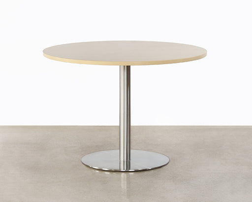 DT157 - Round Maple Top Cafe Table With Brushed Aluminum Base