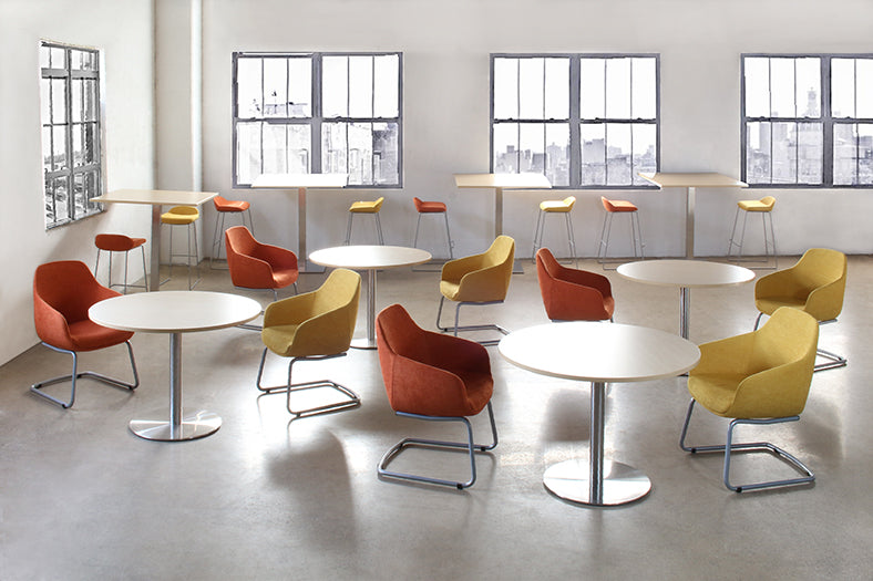 BT19 - Square Maple Top Bar Table With Brushed Aluminum Base