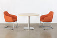 DT157 - Round Maple Top Cafe Table With Brushed Aluminum Base