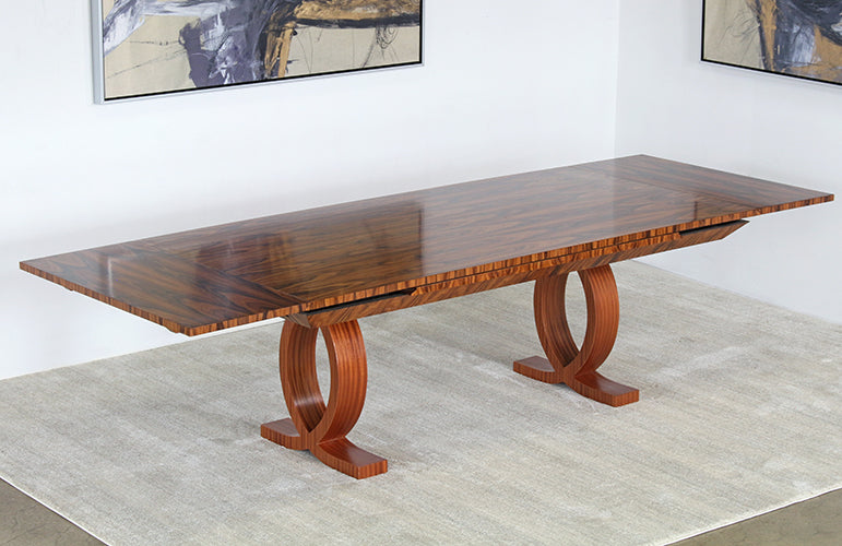 Burled Wood Biedermeier Style Expanding Conf Table
