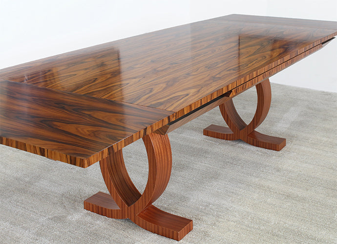 Burled Wood Biedermeier Style Expanding Conf Table