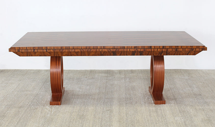 Burled Wood Biedermeier Style Expanding Conf Table