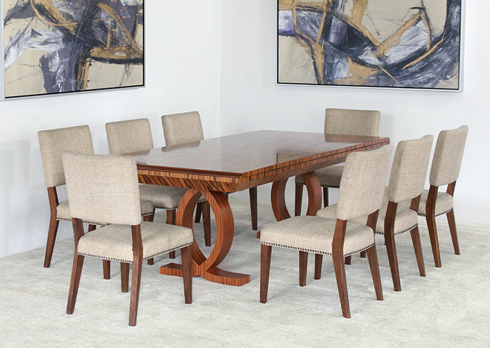 Burled Wood Biedermeier Style Expanding Conf Table