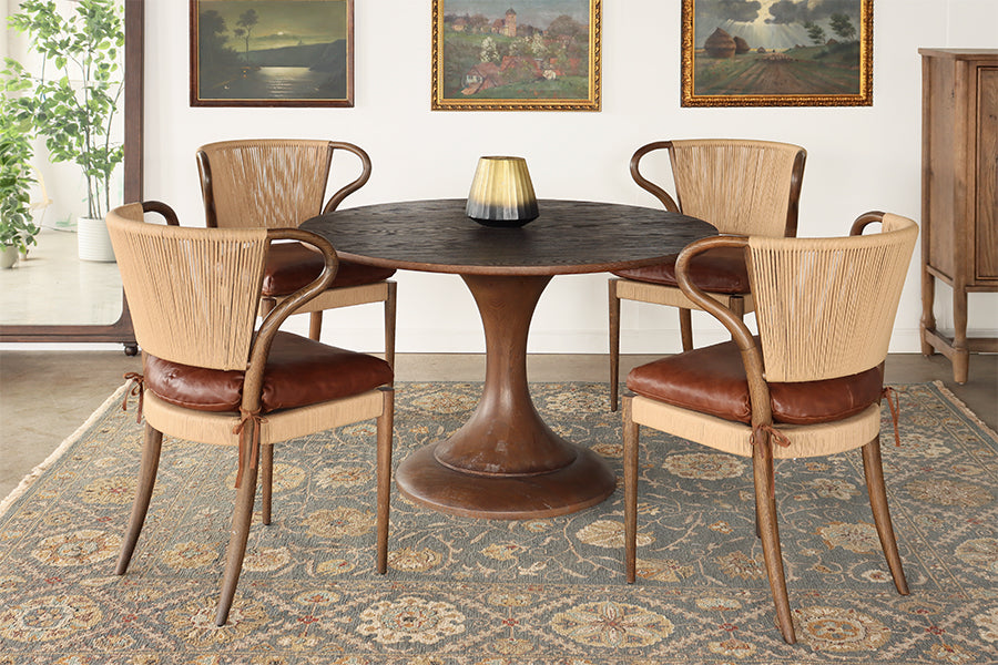 Solid Oak Tulip Dining Table in Sienna Brown