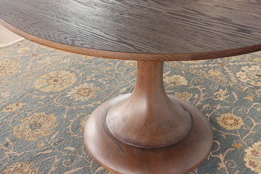 Solid Oak Tulip Dining Table in Sienna Brown