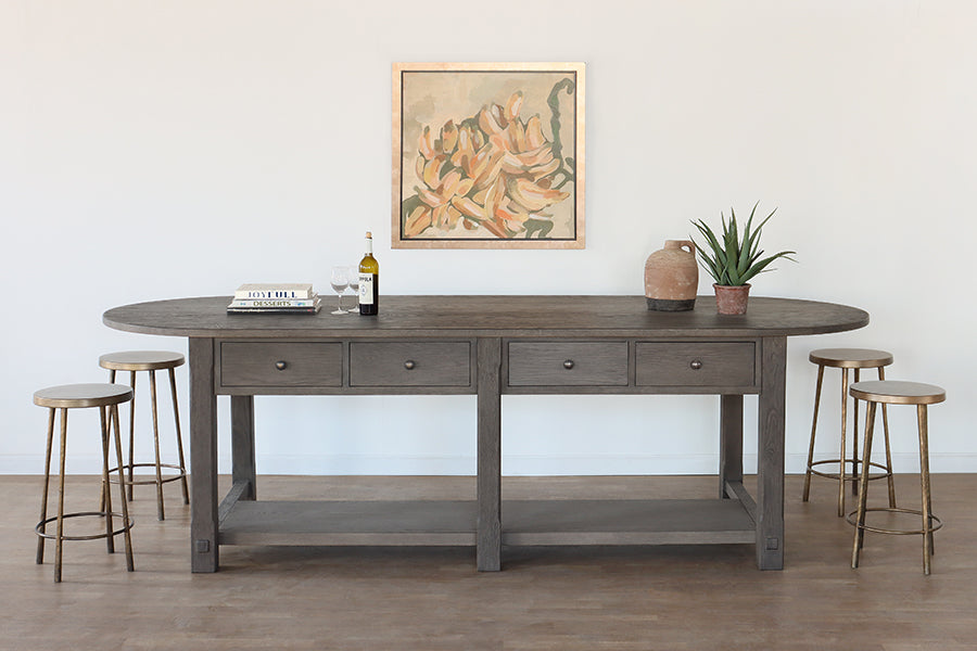 Weathered Hazel Oak X-Large Oval Kitchen Island
