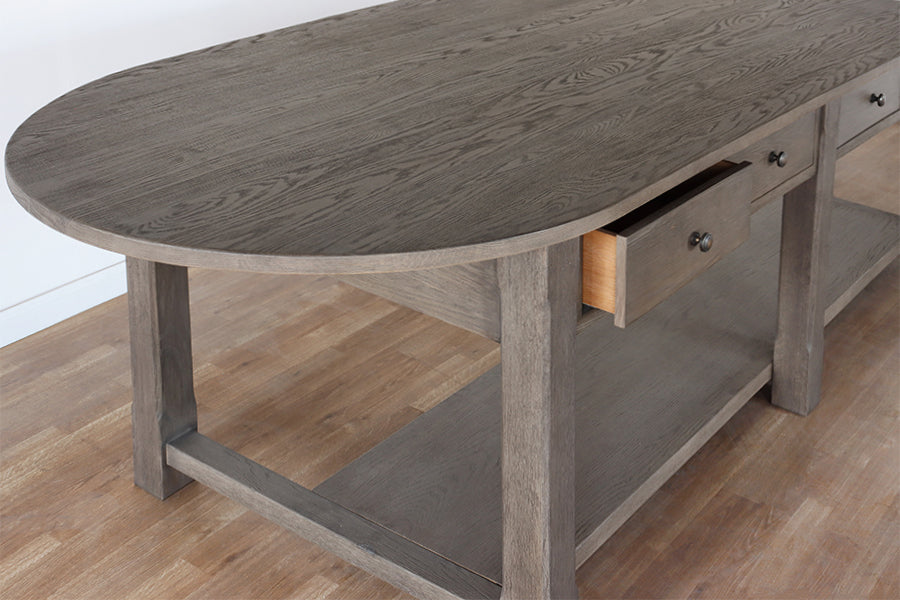 Weathered Hazel Oak X-Large Oval Kitchen Island
