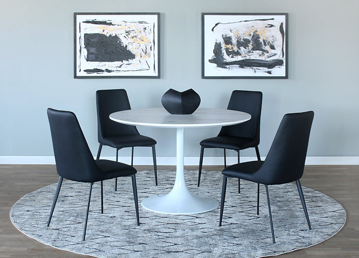Black Leatherette Side Chair On Black Metal Legs