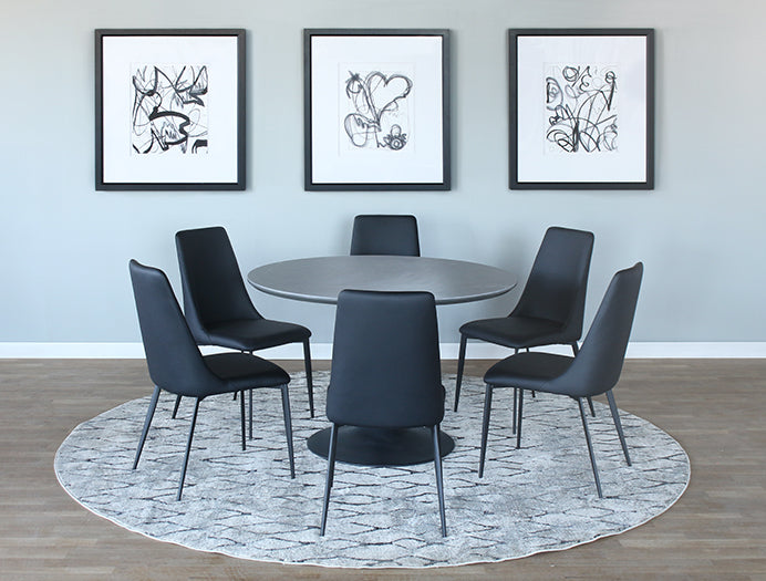 Black Leatherette Side Chair On Black Metal Legs
