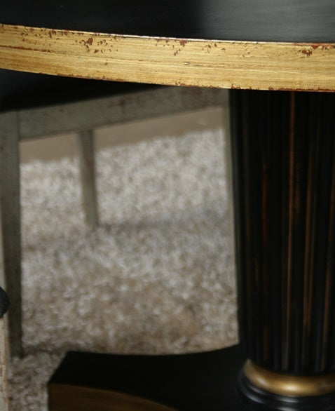Pedestal Dining Table in Powder Black with Gold
