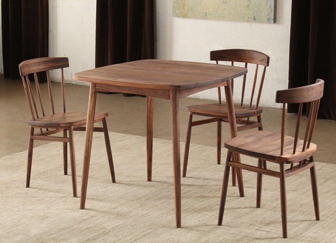 DT95 - Simple Walnut Square Dining Table with Turned Leg