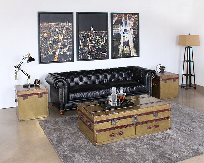 CT72 Vintage Brass Trunk Coffee Table 
