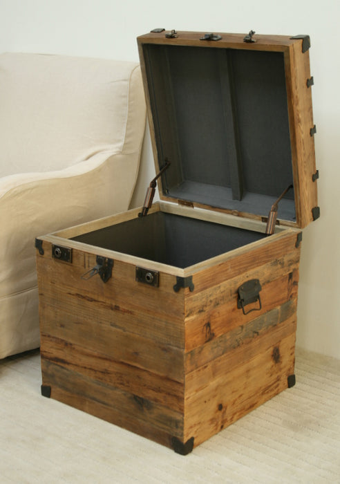 Bleached Pine Box End Table