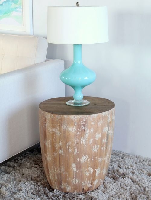 Round Butcher-Block End Table