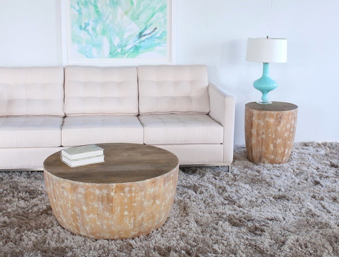 Round Butcher-Block Coffee Table