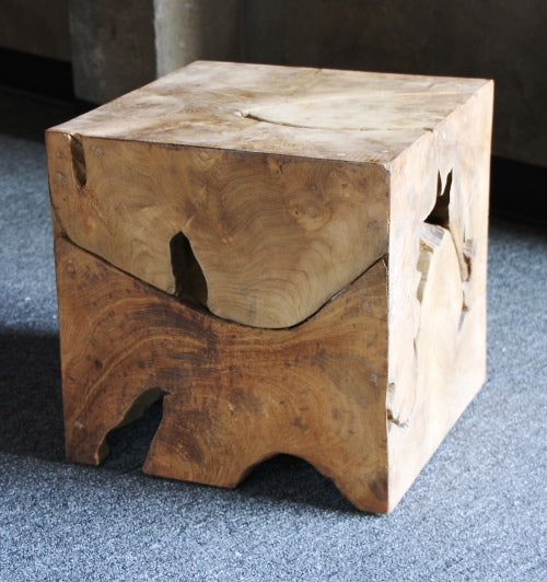 ET330 - Natural Teak Cube Side Table