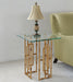 ET353 Bamboo Accent Table with Glass Top