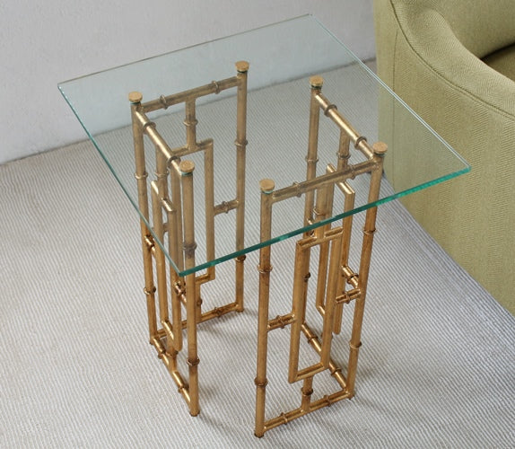 ET353 Bamboo Accent Table with Glass Top