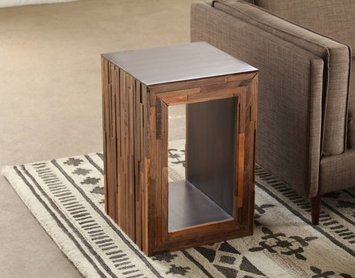 ET366 Reclaimed Wood Cutout Side Table 