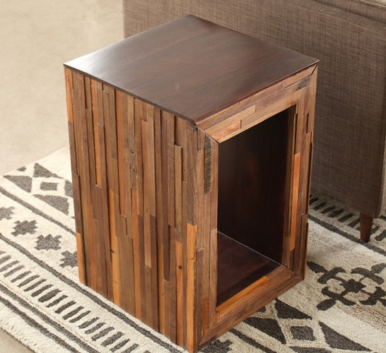 ET366 Reclaimed Wood Cutout Side Table 