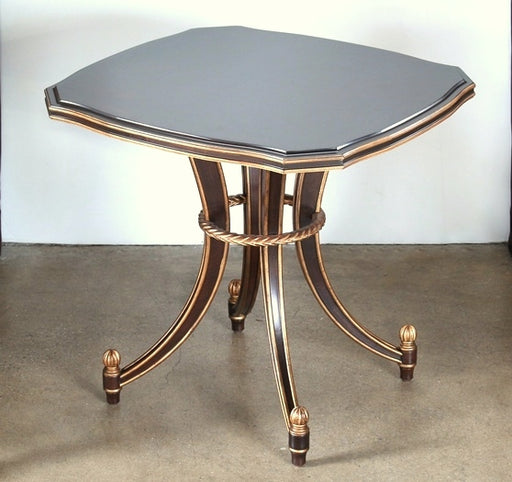 ET382 Ebony End Table with Antique Brass Accents 