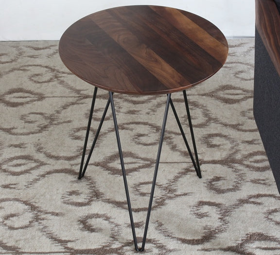 ET390 Solo End Table with Walnut Top and Black Metal Base