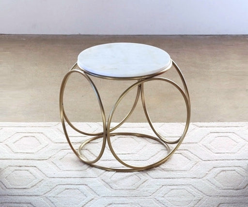 ET397 Circles Side Table with White Stone Top