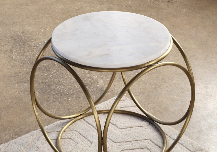 ET397 Circles Side Table with White Stone Top