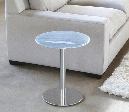 ET408 Gray Marble Side Table with Stainless Steel Base