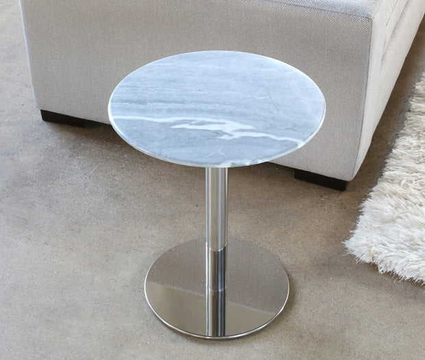 ET408 Gray Marble Side Table with Stainless Steel Base