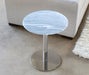 ET408 Gray Marble Side Table with Stainless Steel Base