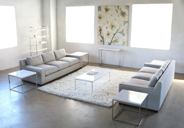 CS185 High Gloss White Console Table with Stainless Steel Base 