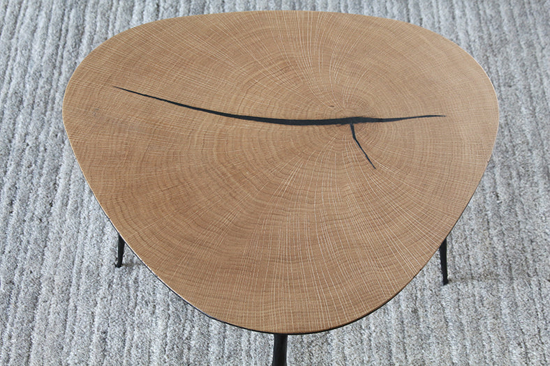 ET432 Low White Oak End Table with Forged Steel Legs 
