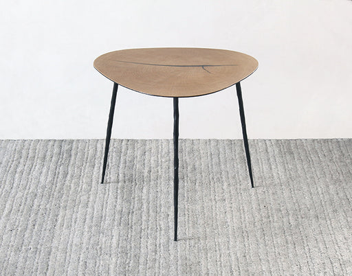 ET432 Low White Oak End Table with Forged Steel Legs 