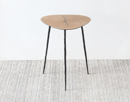 ET433 Tall White Oak End Table with Forged Steel Legs