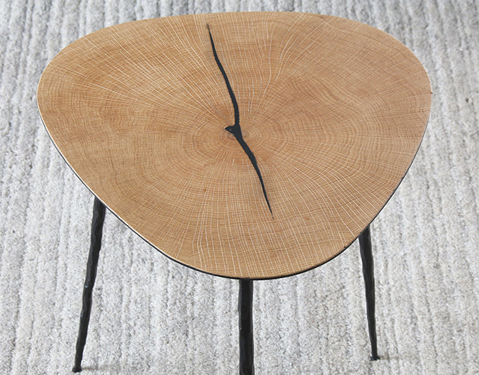 ET433 Tall White Oak End Table with Forged Steel Legs