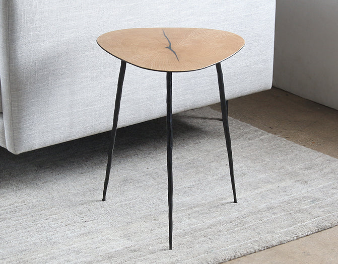 ET433 Tall White Oak End Table with Forged Steel Legs