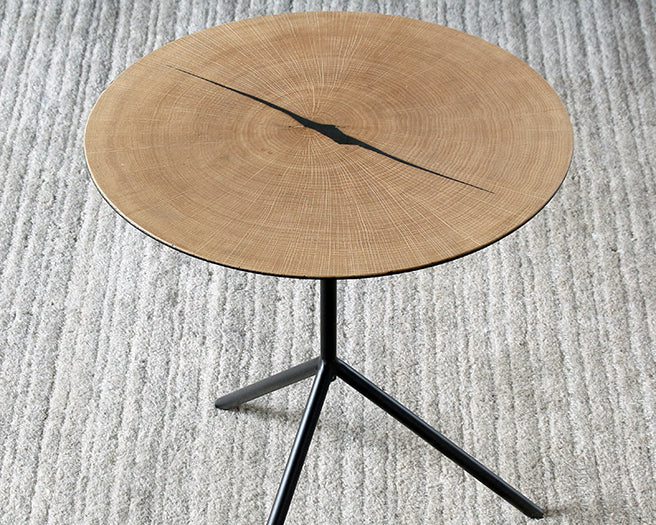 ET434 White Oak Tripod End Table with Steel Legs